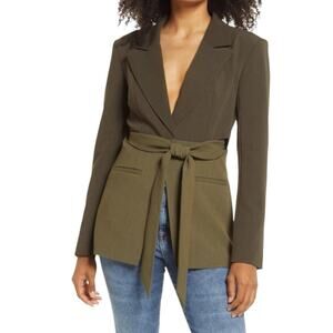 Good American Slit Side Two-Tone Blazer in Sage Green sz 3 / US L NWT